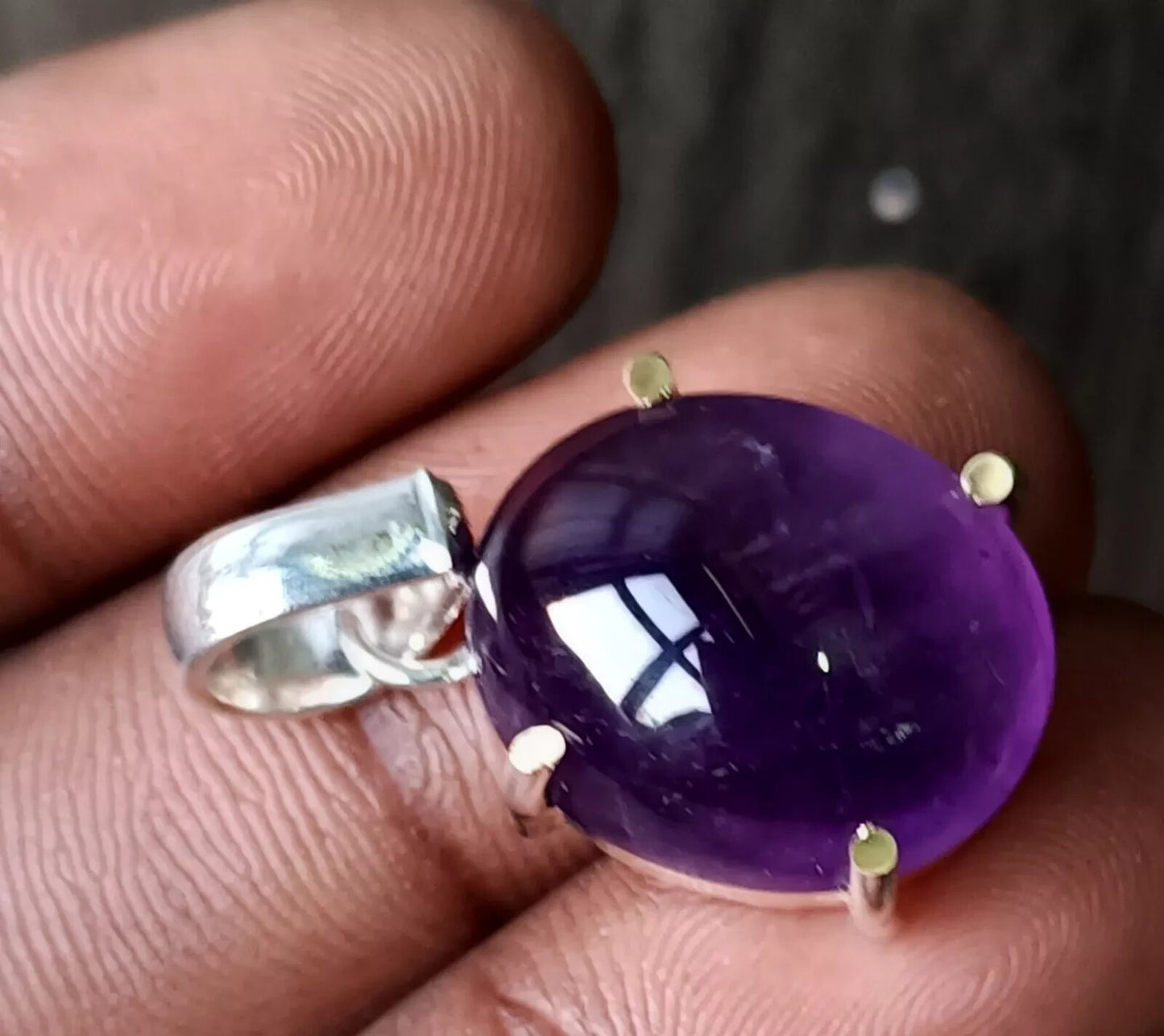 Oval Cabochon Natural Purple Amethyst 29.70 Ct Sterling Silver Flawless Pendant