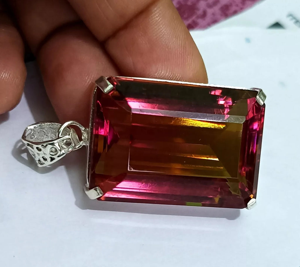 Certified 55.50 Ct+ Natural Zultanite 7 Color Pendant 925 Silver Loose Gemstone