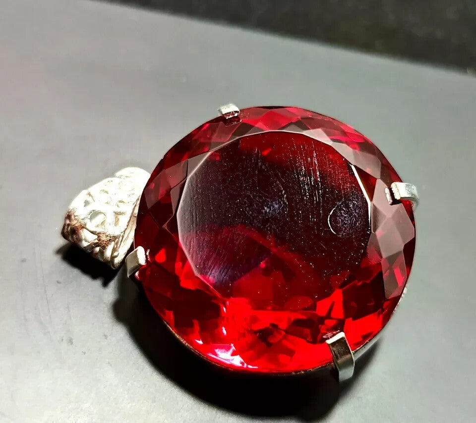 Certified Natural 100 Ct Brazilian Red Round Topaz Pendant Loose Gemstone