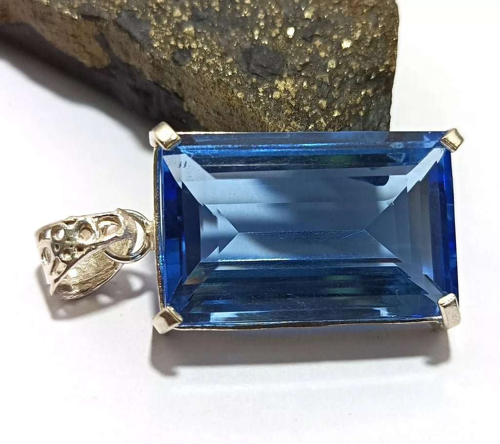 70.75 Ct Certified Lab-Created Topaz 925 Solid Silver Pendant Loose Gemstone