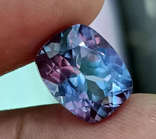 NATURAL Loose Montana Bi-Color Change Sapphire Cushion Cut GEMSTONE 6.95 Ct