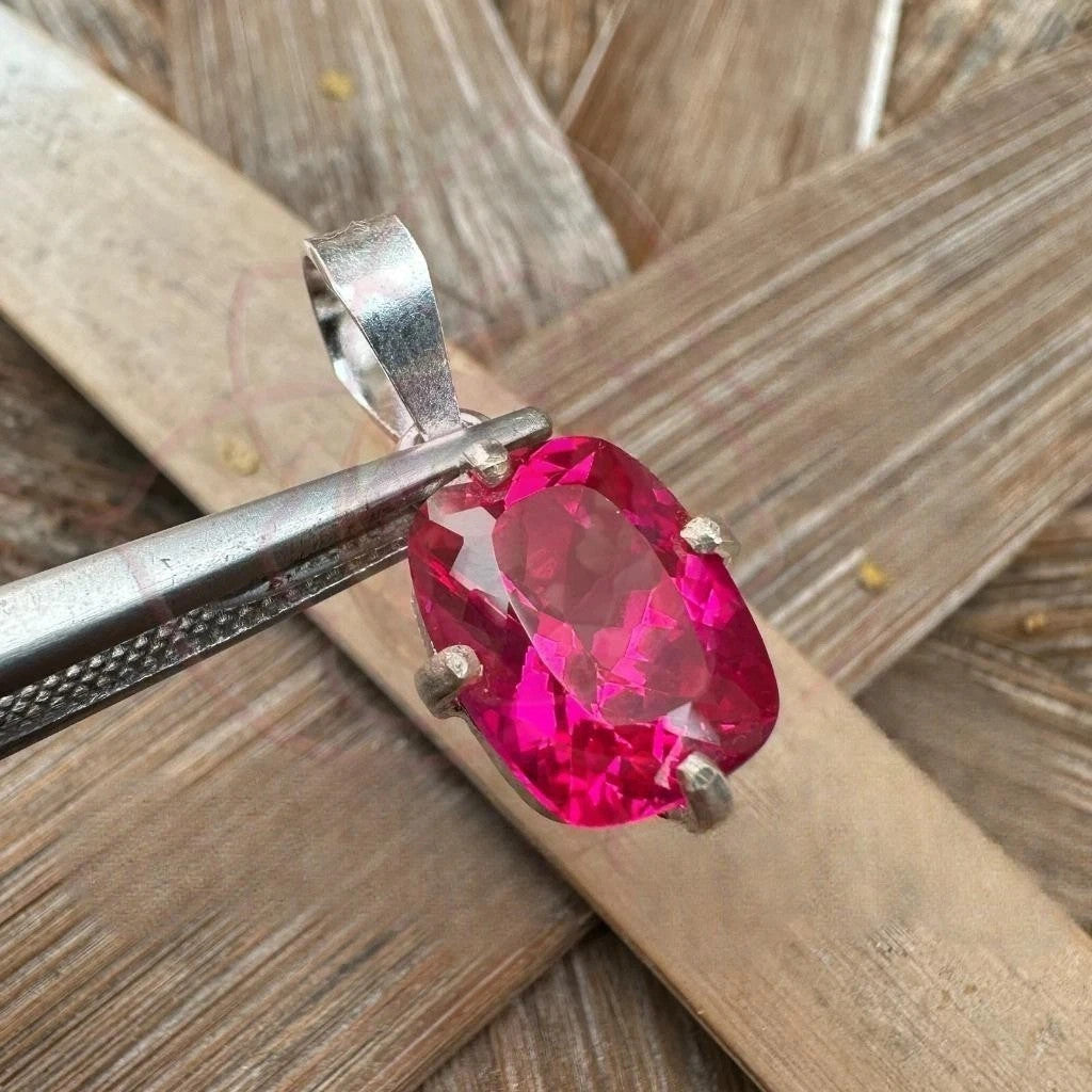Certified 15.15 CT Natural Pink Ruby Loose Gemstone Pendant 925 Solid Silver
