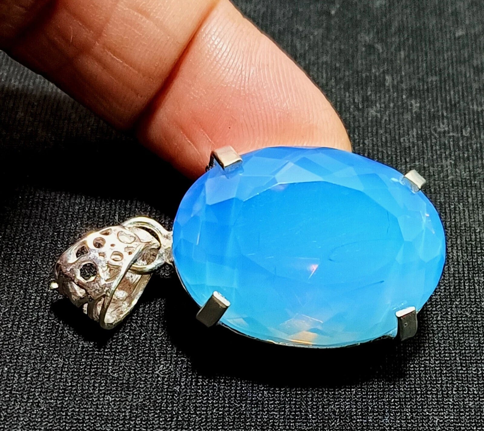 Certified 59.05 Ct Natural Opal 925 Solid Silver Pendant Loose Gemstone