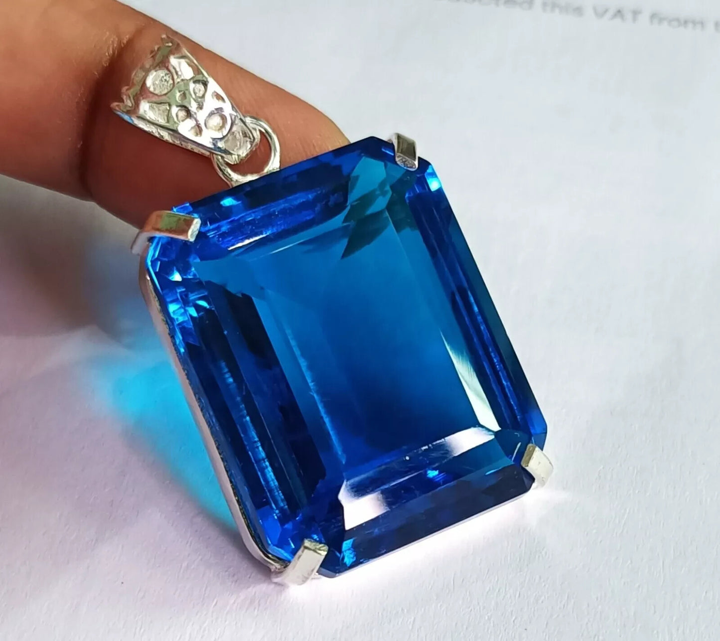 103.10Ct Certified Natural Topaz 925 Solid Silver Emerald Pendant Loose Gemstone