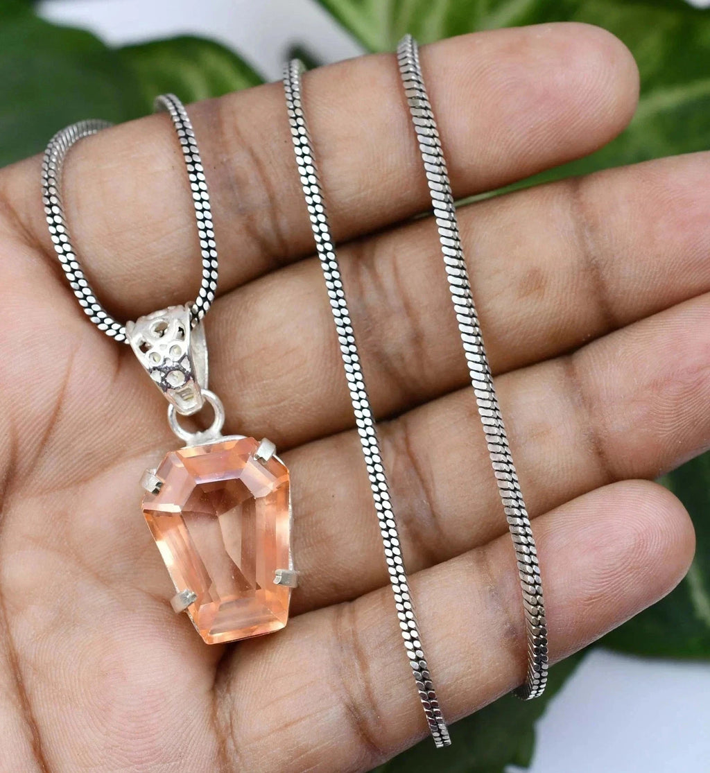 Fancy 20.60 Ct Natural Padparadscha Sapphire 925 Silver Pendant GIE Certified