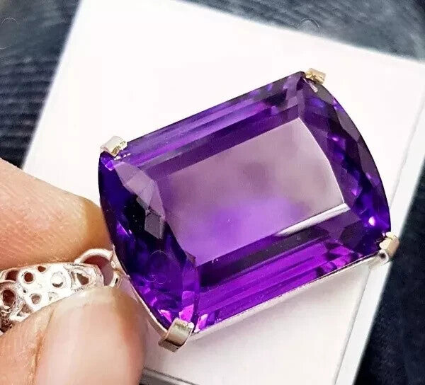 Hand Made40.45 Ct Natural Purple Amethyst In Solid Silver Solitaire Pendant Gems