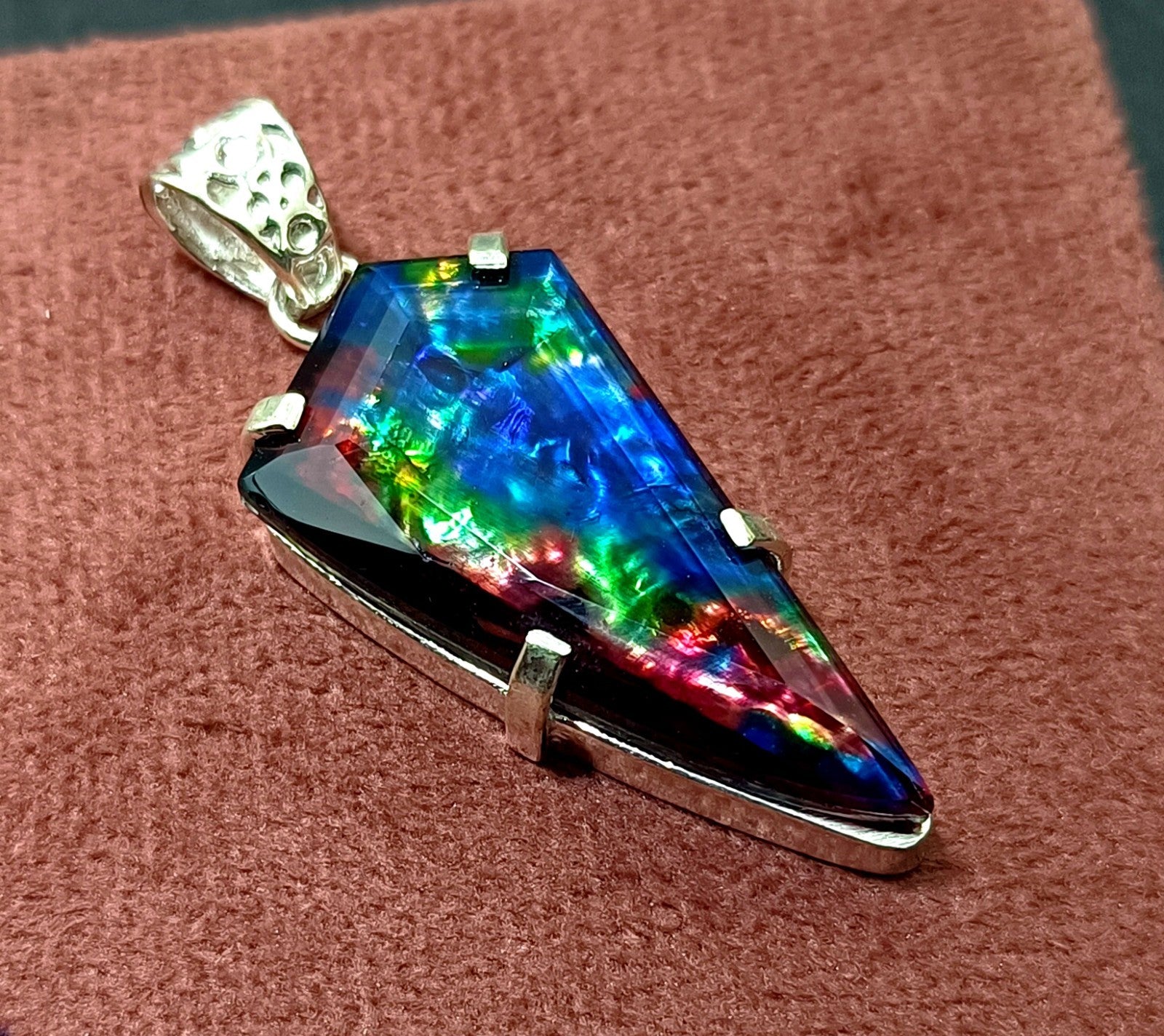49.25 Ct Natural Ammolite Opal Doublet Pendant Multi-Color Rare Loose GEMSTONE