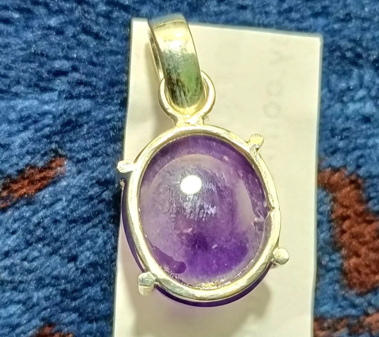 Oval Cabochon Natural Purple Amethyst 29.70 Ct Sterling Silver Flawless Pendant