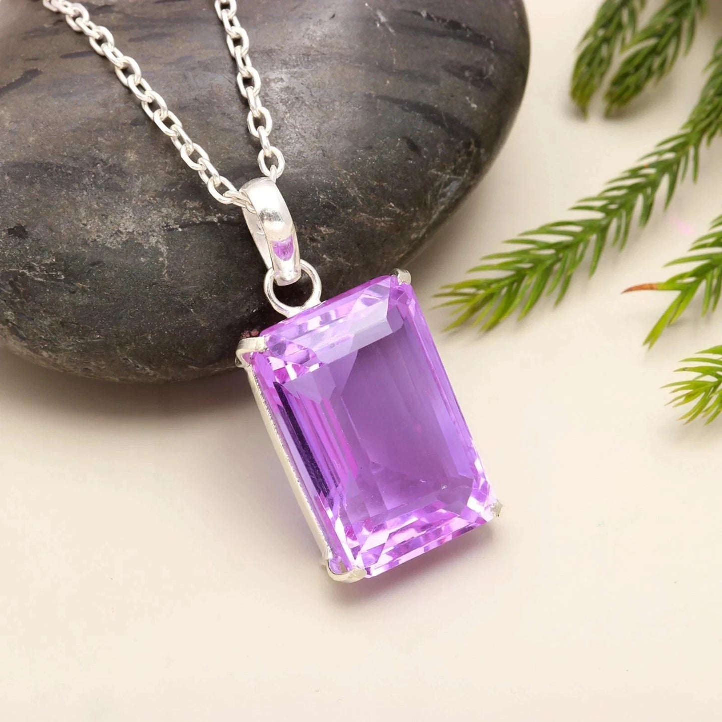 Purple Topaz Pendant 925 Sterling Silver Pendant Gemstone Jewelry 80.20 Ct