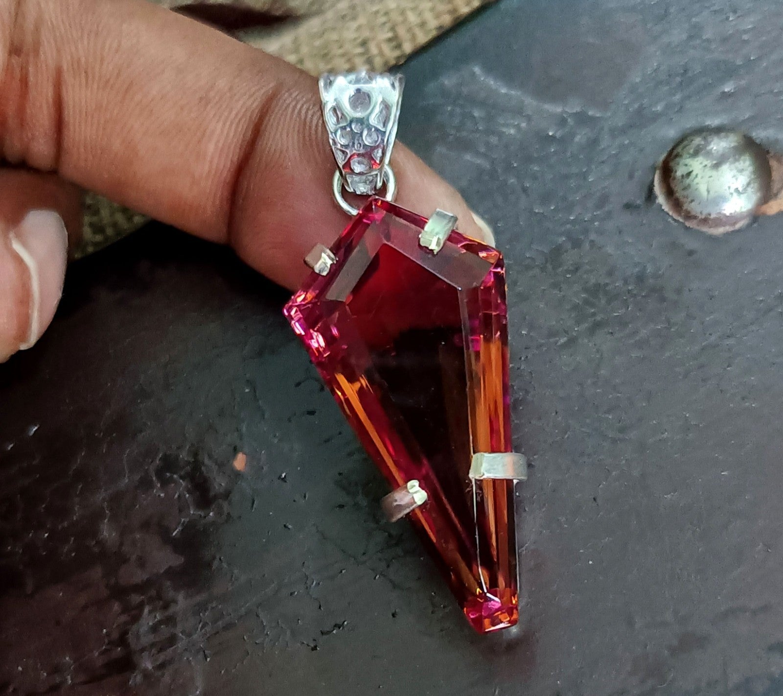 74.85 Ct Natural Zultanite 7 Color Pendant 925 Silver Loose Certified Gemstone