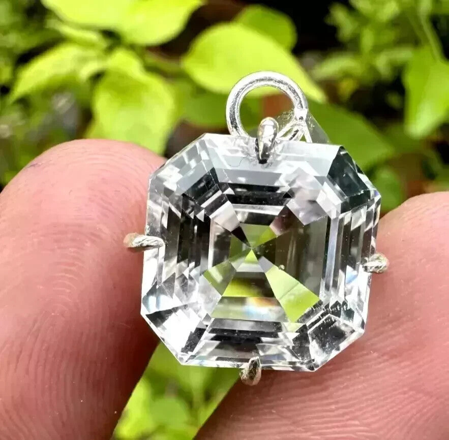 Natural 25 Ct Certified White Sapphire Loose Gemstone 925 Silver Pendant