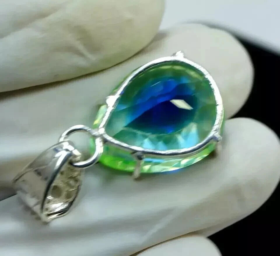 Natural Pitambari Sapphire Certified 30.0 Ct+ Loose Gem 925 Solid Silver Pendant