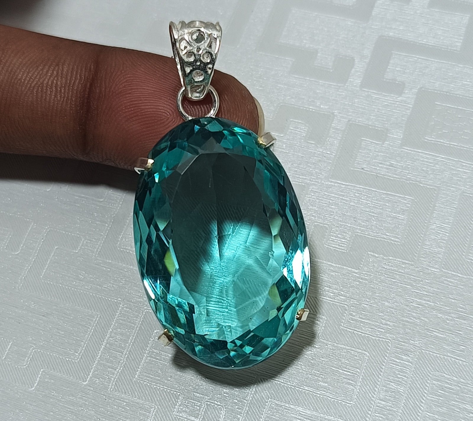 98.75 Ct GIE Certified Natural Topaz 925 Solid Silver Pendant Loose Gemstone