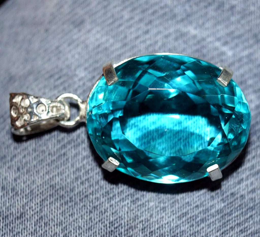 77.15 Ct Natural Topaz 925 Solid Silver Pendant Certified Oval Loose Gemstone