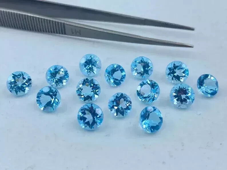 9 mm 10Pcs Certified Natural Santa Maria Aquamarine Round Cut Loose Lot Gemstone