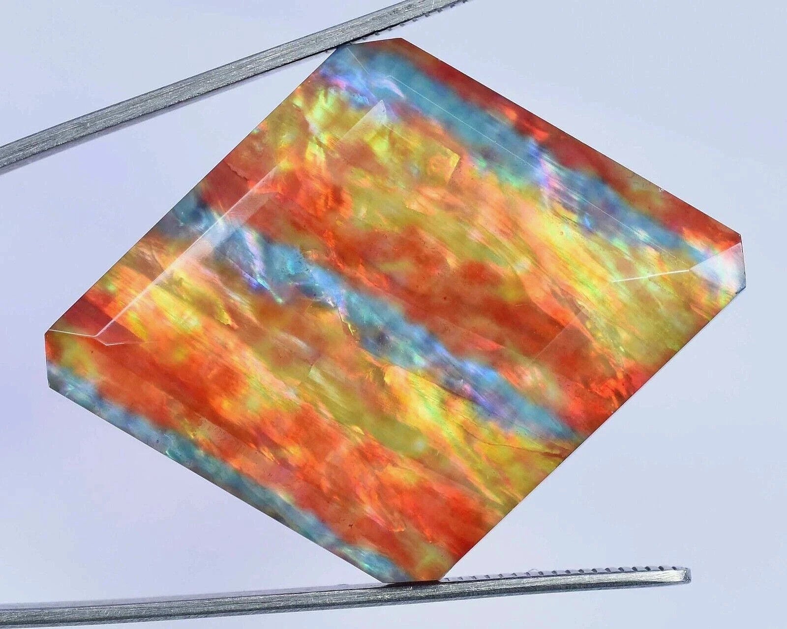 85.10 Ct Natural Ammolite Opal-Like Organic Fancy Doublet Loose Treated GEMSTONE