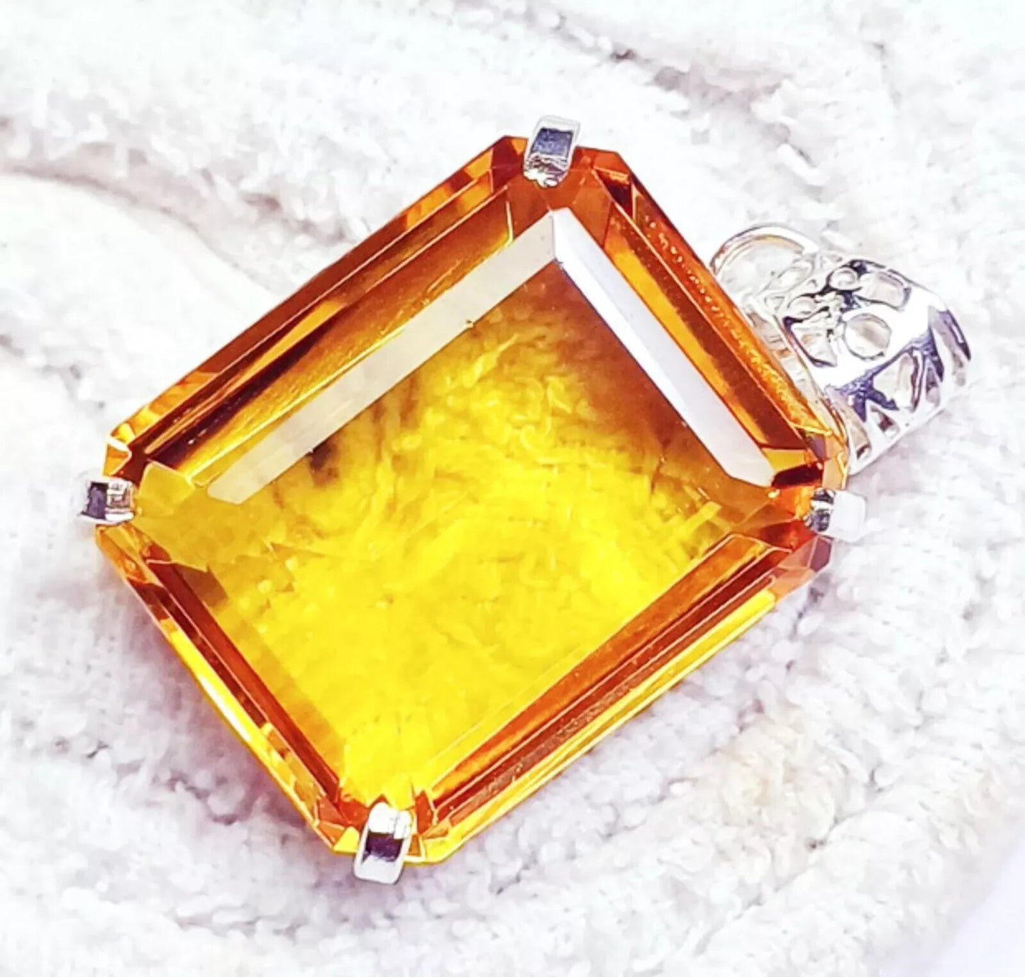 Orange Topaz GS Solid Silver Pendent Loose Gemstone 96.70 Ct Certified