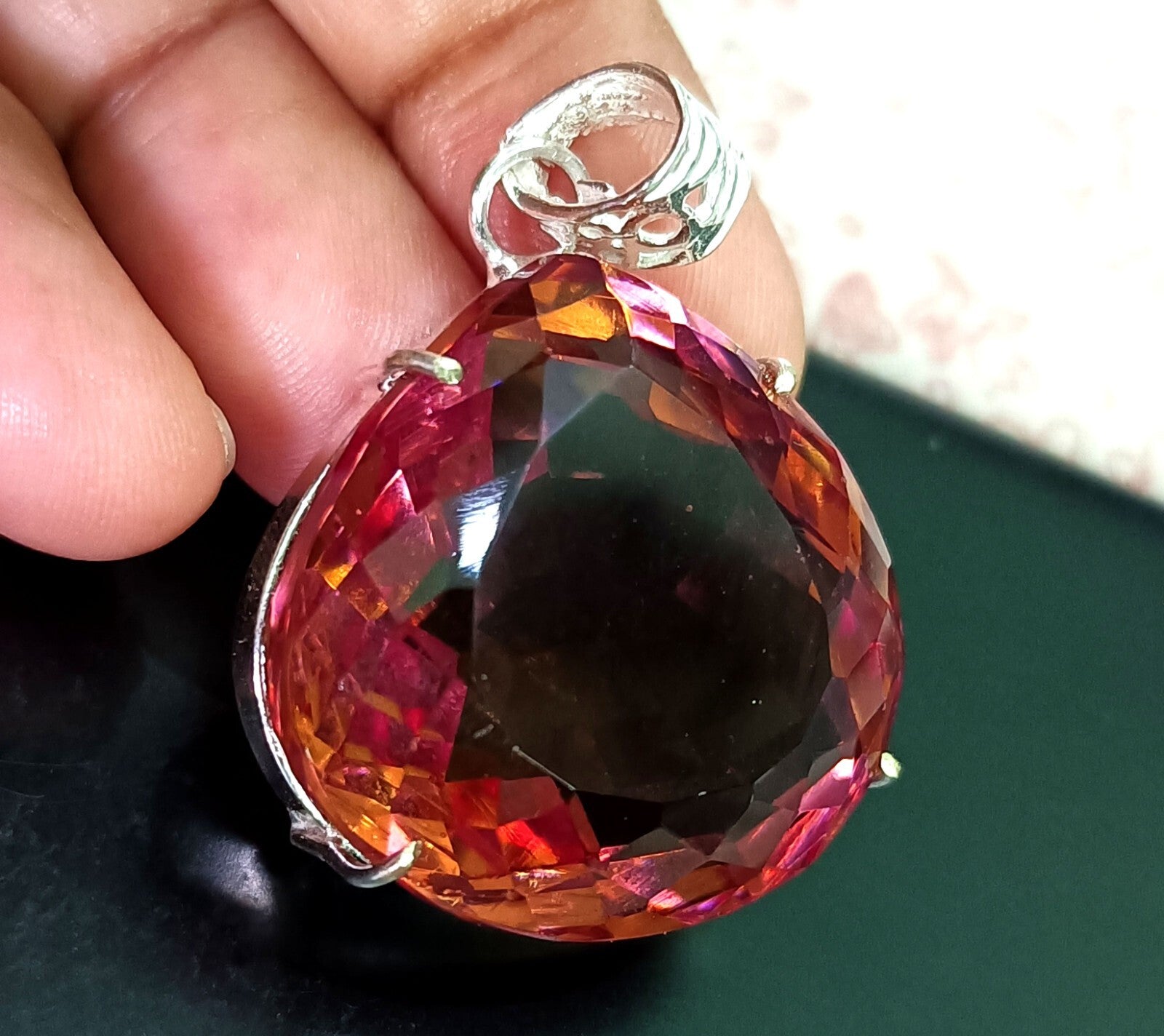 Color Change Zultanite Pendant 112.20 Ct Natural 925 Silver Pear Cut Loose Gems