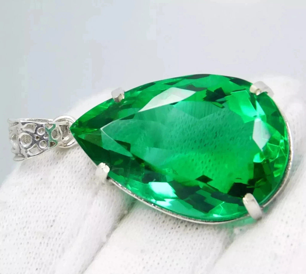 AA+ Natural Certified Green Topaz Pendant 95.92 Ct+ Nice Pear Cut Gemstone
