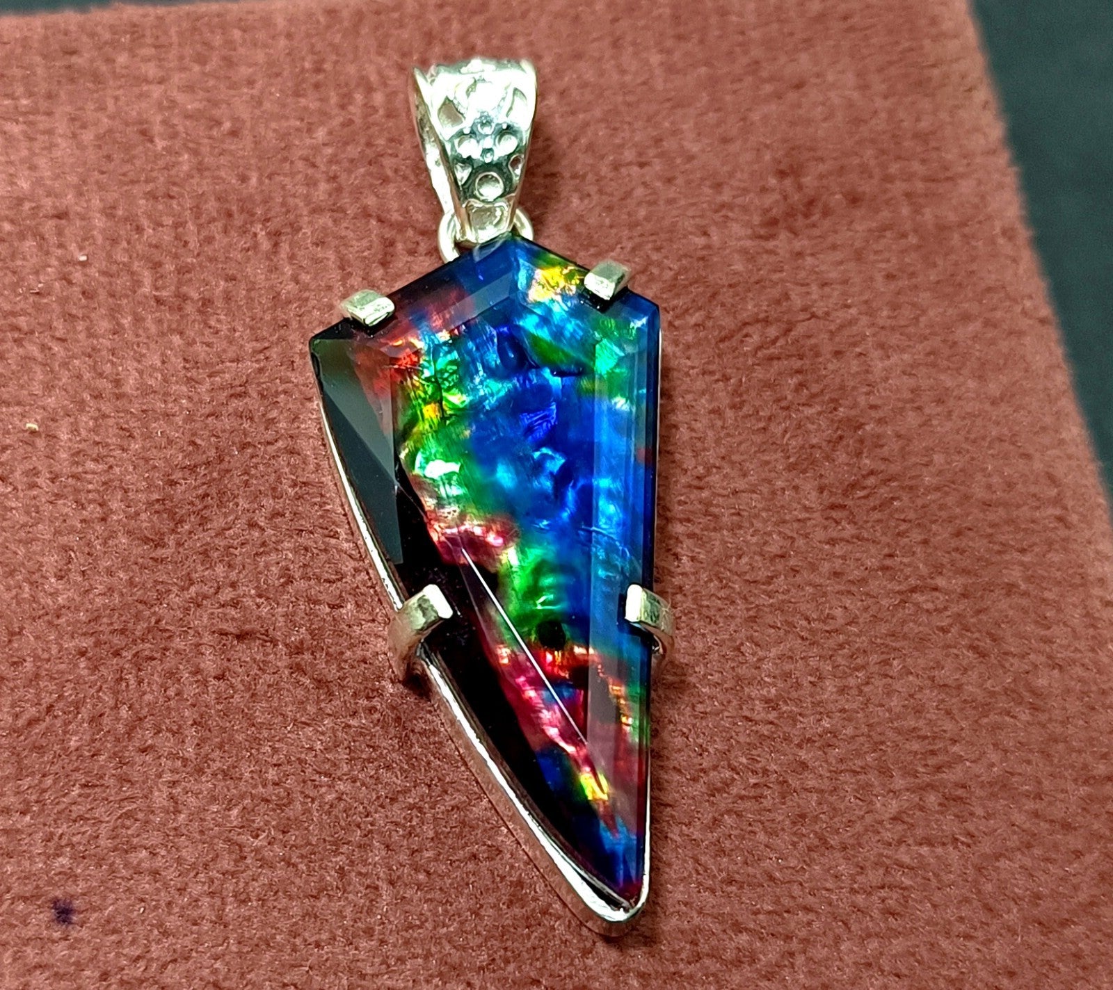 49.25 Ct Natural Ammolite Opal Doublet Pendant Multi-Color Rare Loose GEMSTONE