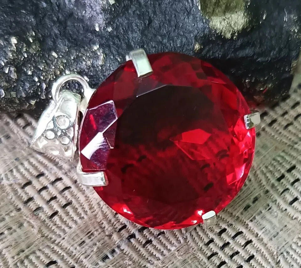 Certified Natural 84 Ct Brazilian Red Round Cut Topaz Pendant Loose Gemstone