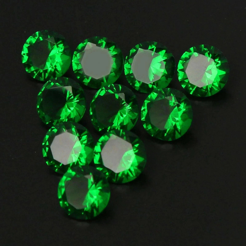 4mm 15 Pcs Exquisite Natural Green Emerald Round Cut Certified Loose Gemstone