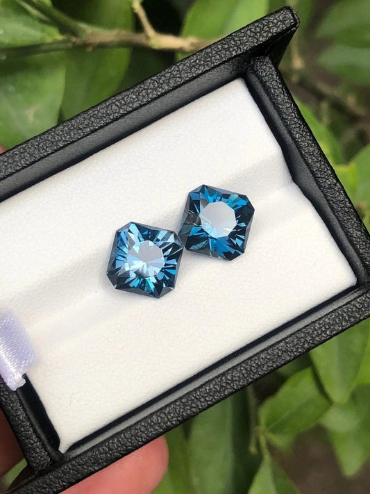 18 Ct 2 Pcs Natural Swiss Blue Sapphire GIE Certified Asscher Cut Loose Gemstone
