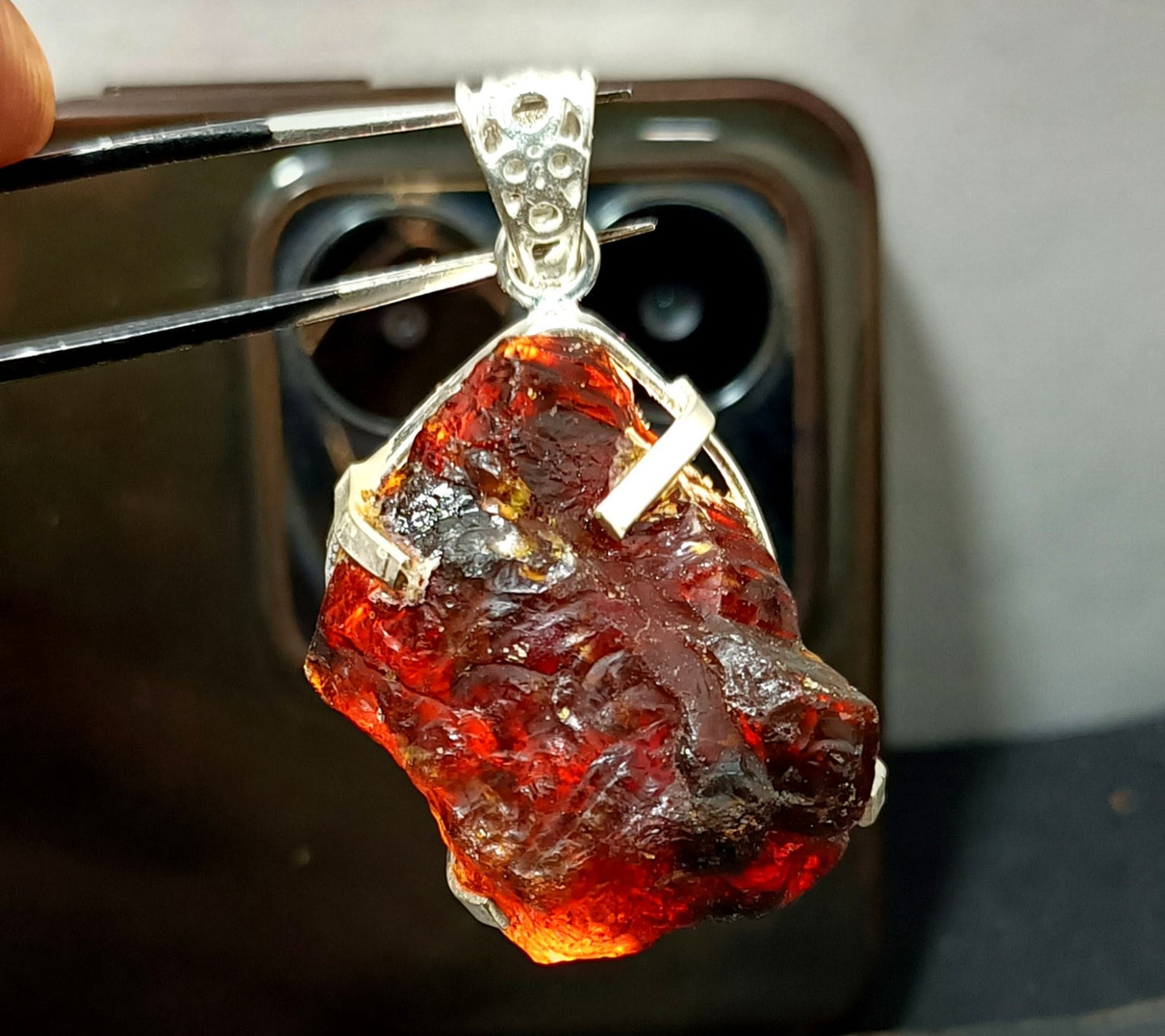 Natural Handmade 49.70 Ct Amber Rough Sterling Solid Silver Pendant Gemstone