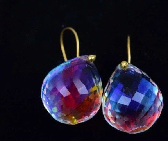 105 Ct Natural Mystic Quartz 925 Sterling Silver Earring Certified Women Gift