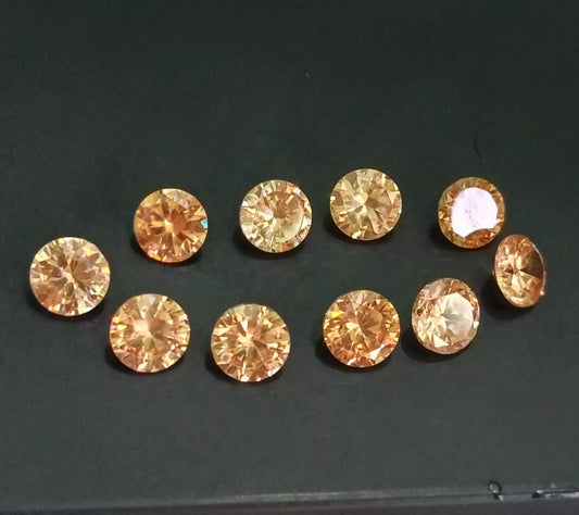 Natural Champagne Sapphire 5 mm Cut Round 14 Piece Certified Loose Gemstone Lot