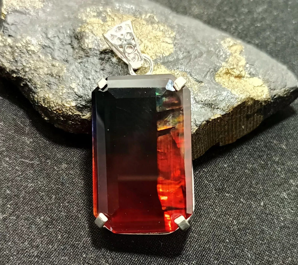 Certified 65.90 Ct Natural Ammolite 925 Solid Silver Pendant Loose Gemstone