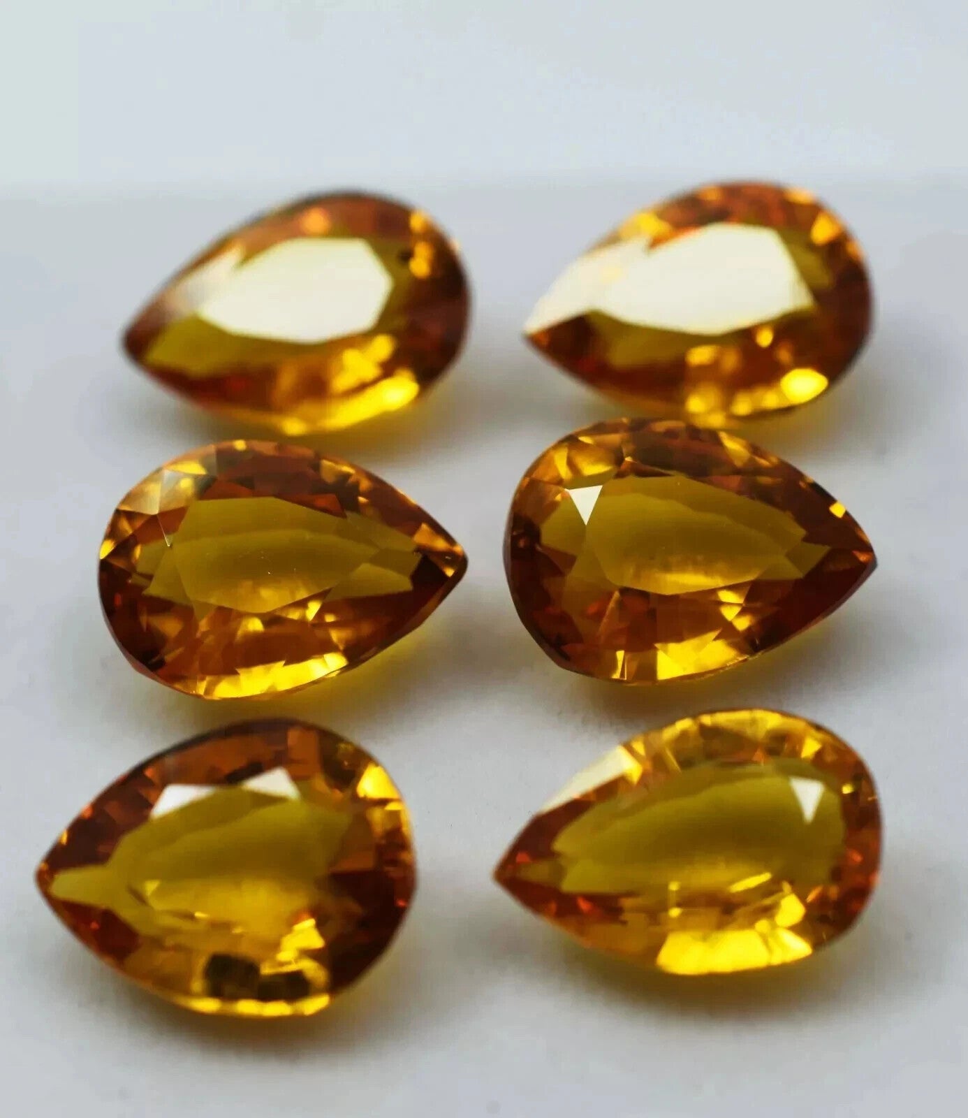 48 Ct Natural CERTIFIED Ceylon Sapphire Yellow 6 Pcs Lot Pear Loose Gemstone