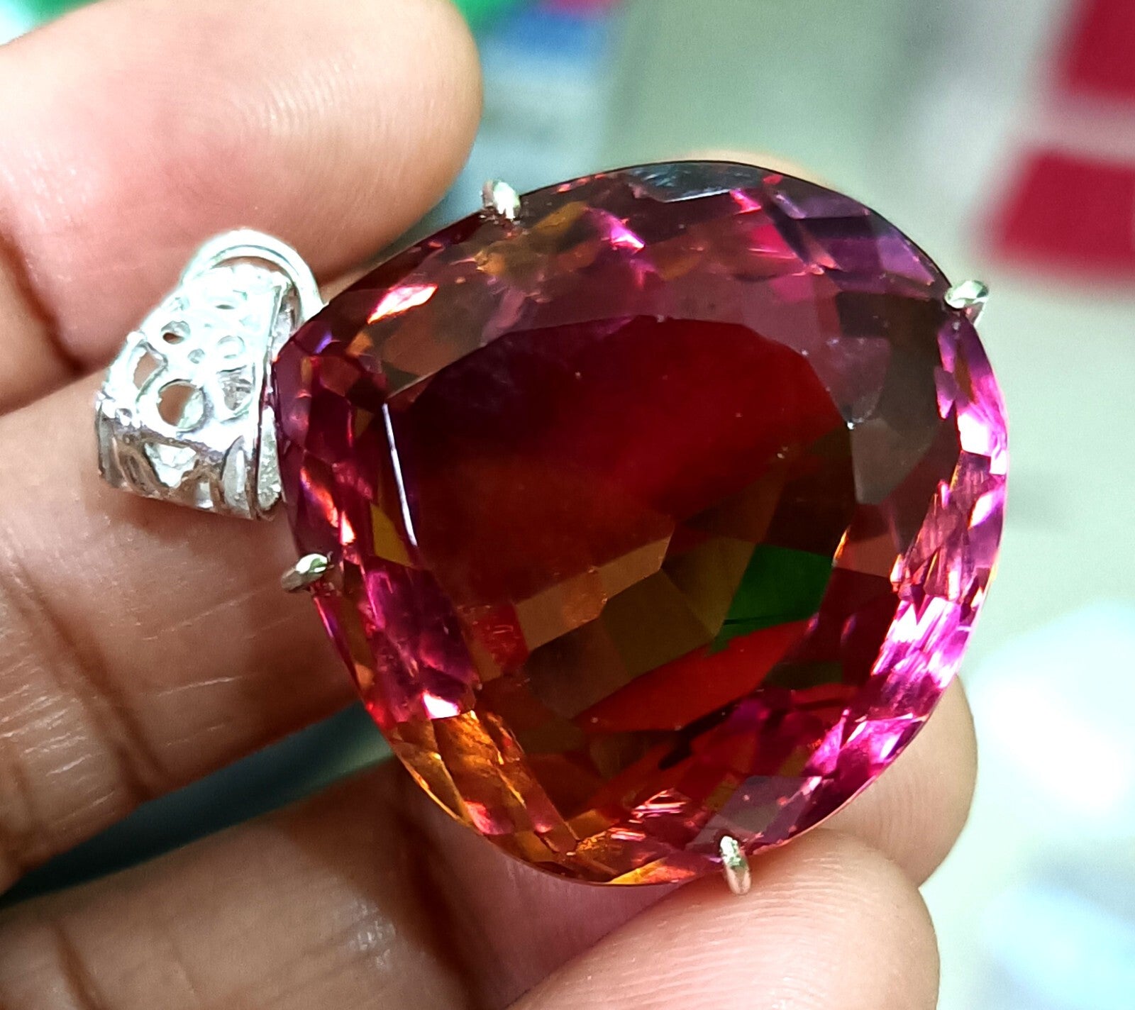 Color Change Zultanite Pendant 112.20 Ct Natural 925 Silver Pear Cut Loose Gems