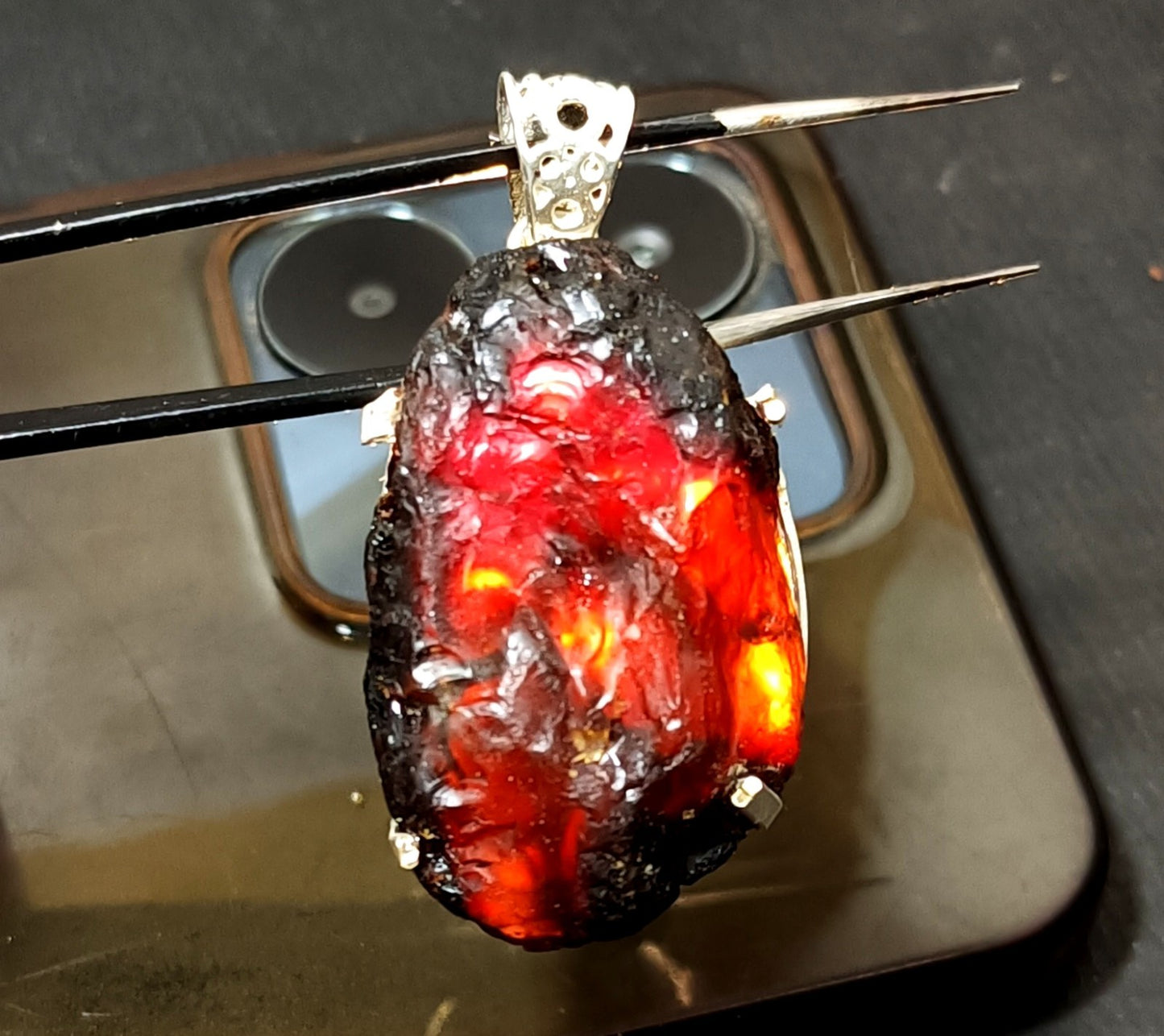 Natural Handmade 55.35 Ct Amber Rough Sterling Solid Silver Pendant Gemstone