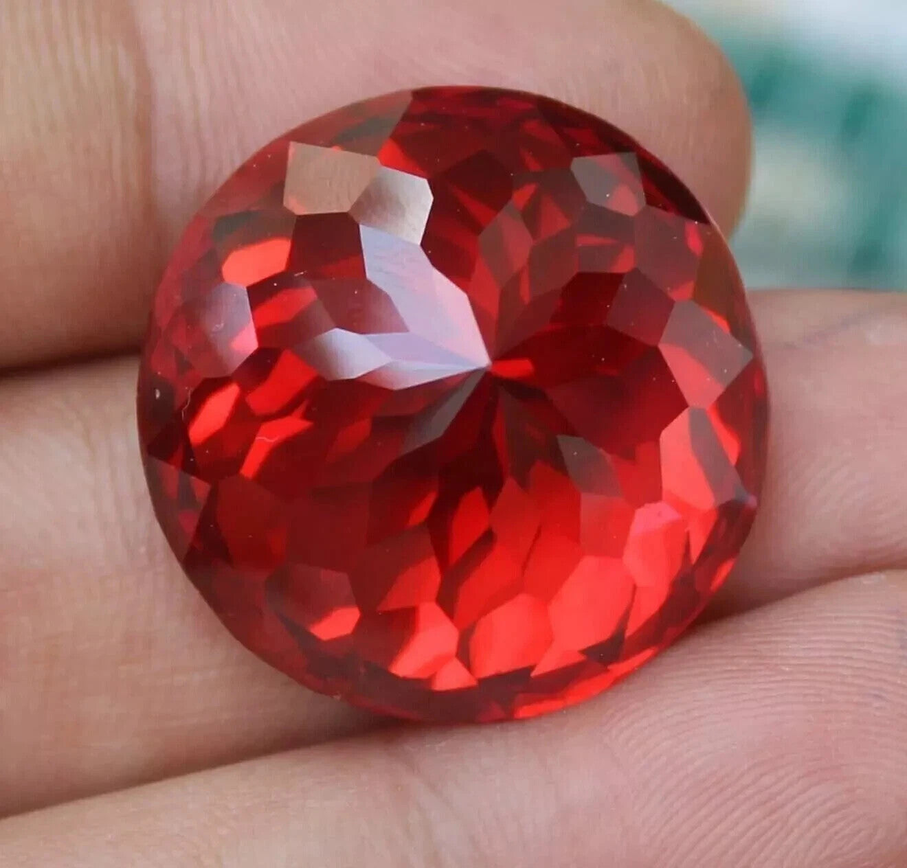 EGL Certified 85 Ct Natural Round Cut Cambodian Red Color Zircon Loose Gemstone