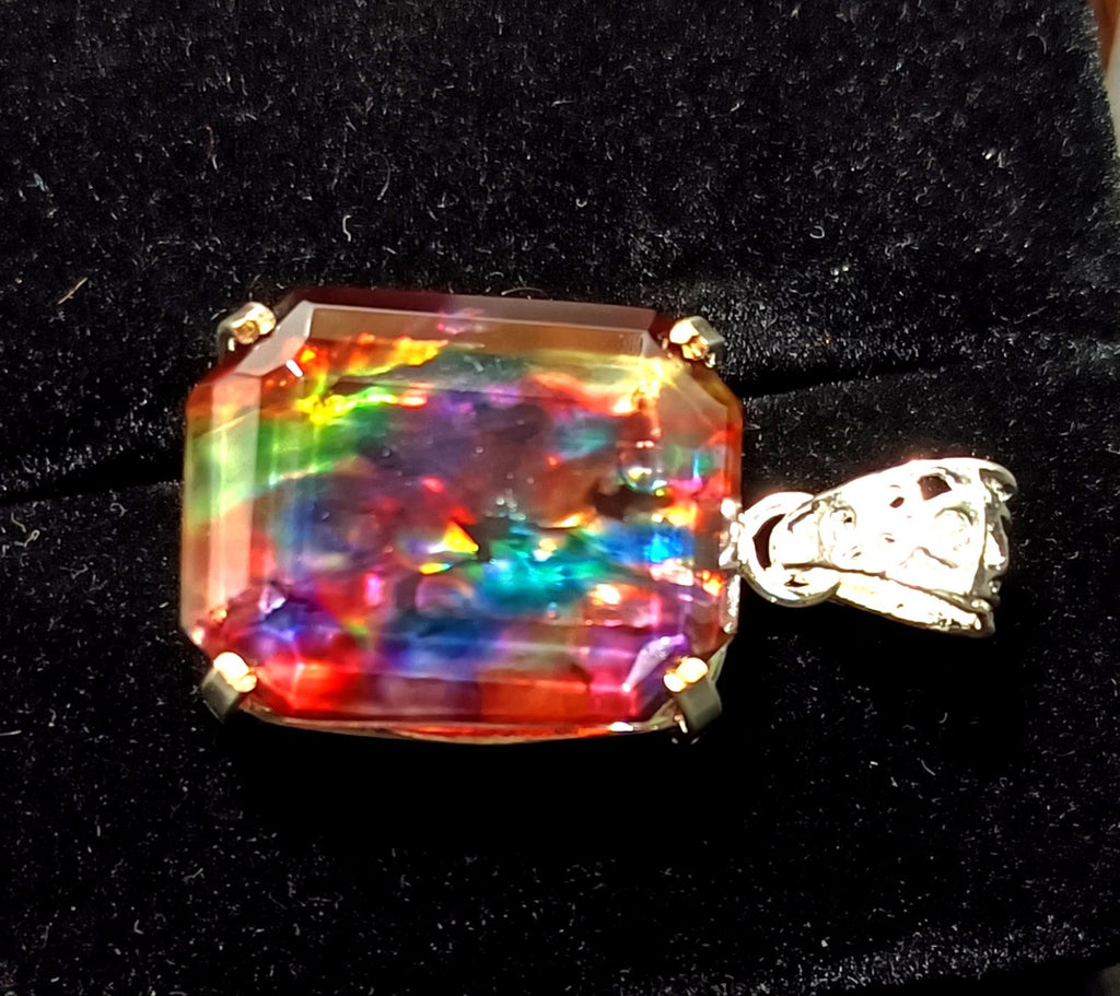 EGL Certified 46.75 Ct Natural Ammolite 925 Solid Silver Pendant Loose Gemstone