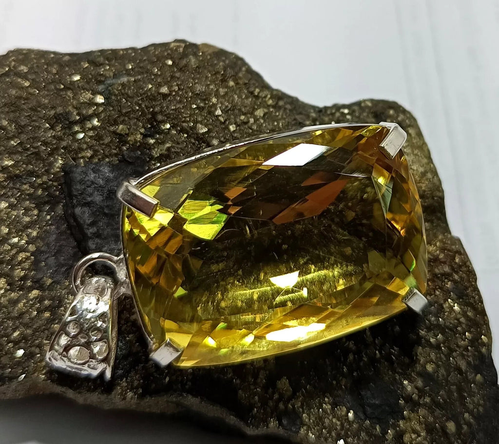 Certified Natural 86.25 Ct Brazilian Cushion Yellow Topaz Pendant Loose Gemstone