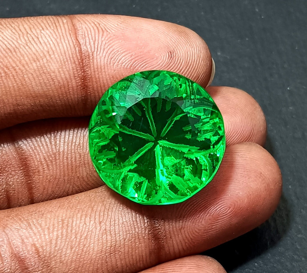 40.65Ct Round Fine Cut EGL Certified Brazilian Green Color Topaz Loose Gemstone