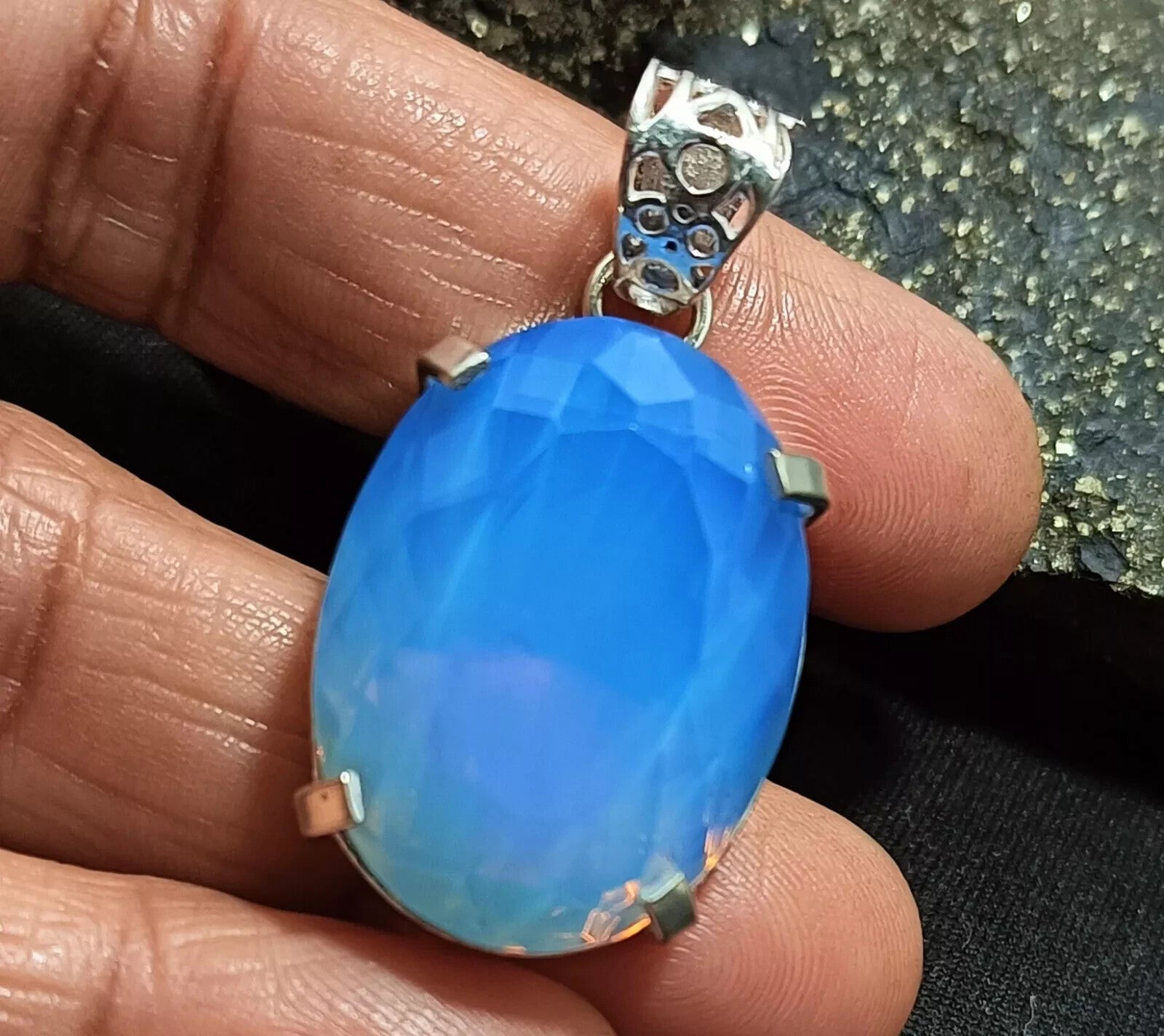 Certified 59.05 Ct Natural Opal 925 Solid Silver Pendant Loose Gemstone