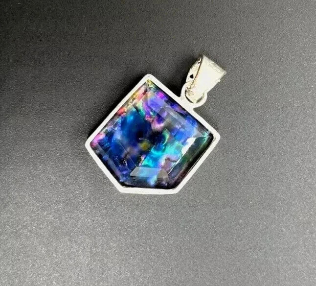 Certified 41.70 Ct Natural Ammolite 925 Solid Silver Rainbow Pendant Gemstone