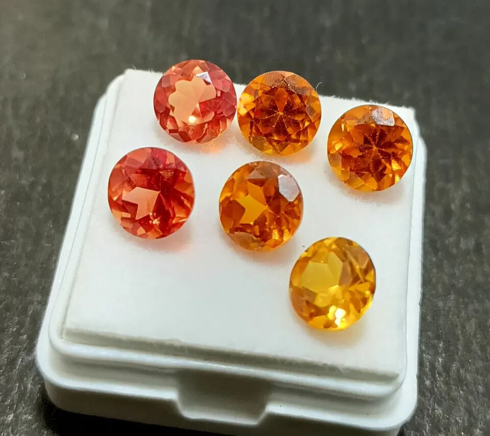100 PC 5 MM Natural Orange Ceylon Sapphire Loose Gemstones Certified Round Lot