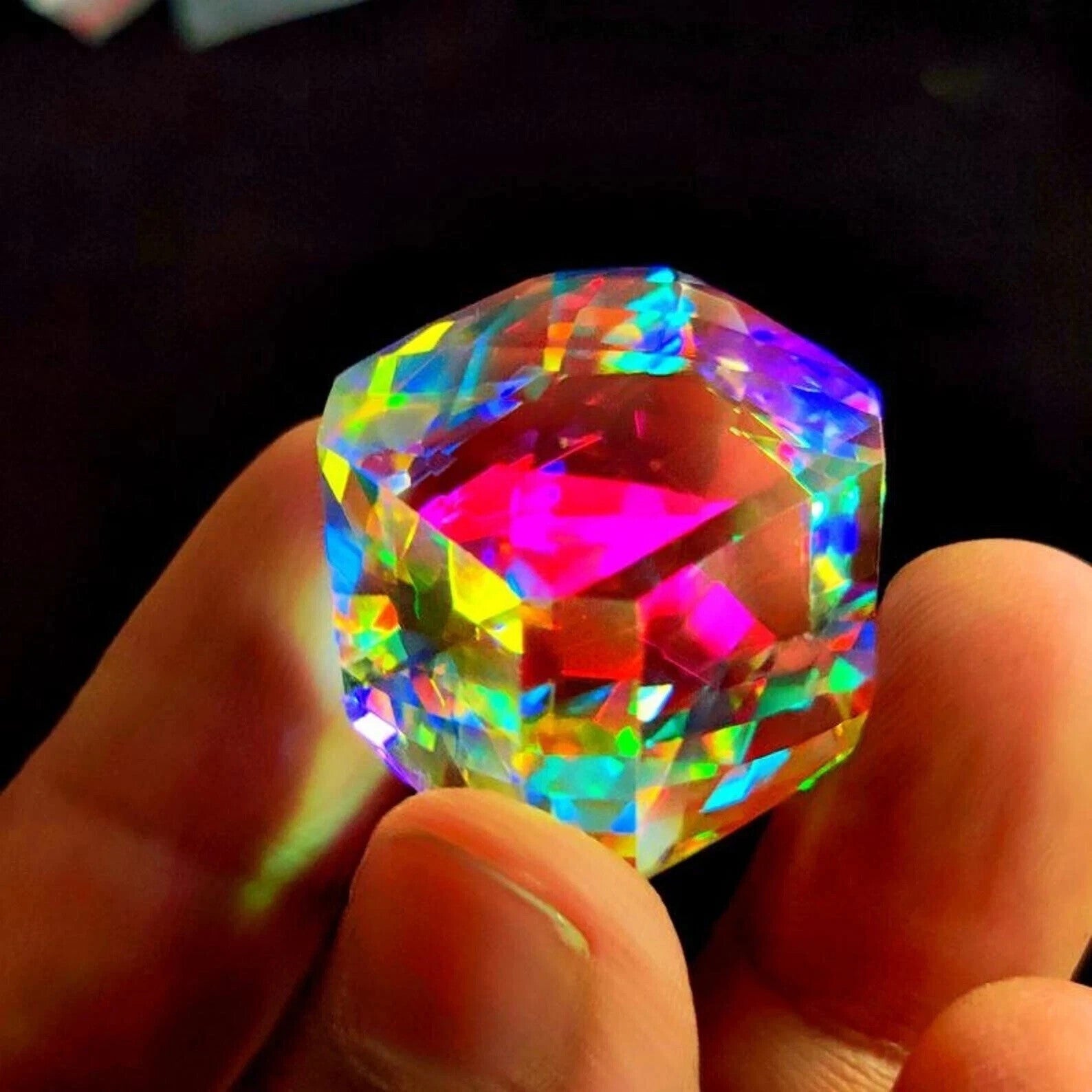Certified 50 Ct Natural Rainbow Color Cube Cut Mystic Topaz Loose Gemstone