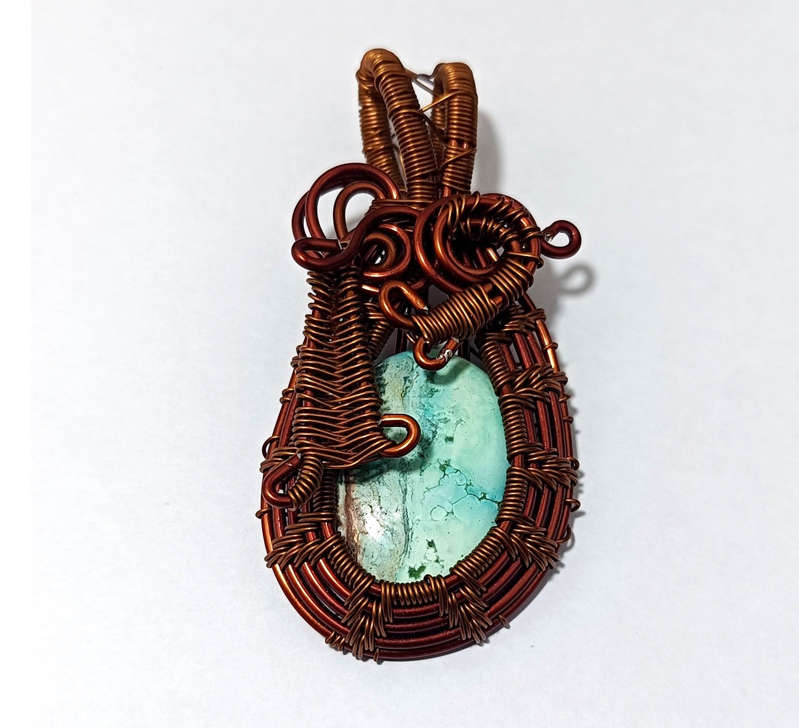 72.25 Ct GIE Certified Green Amazonite Gemstone Copper Wire Handmade  Pendant
