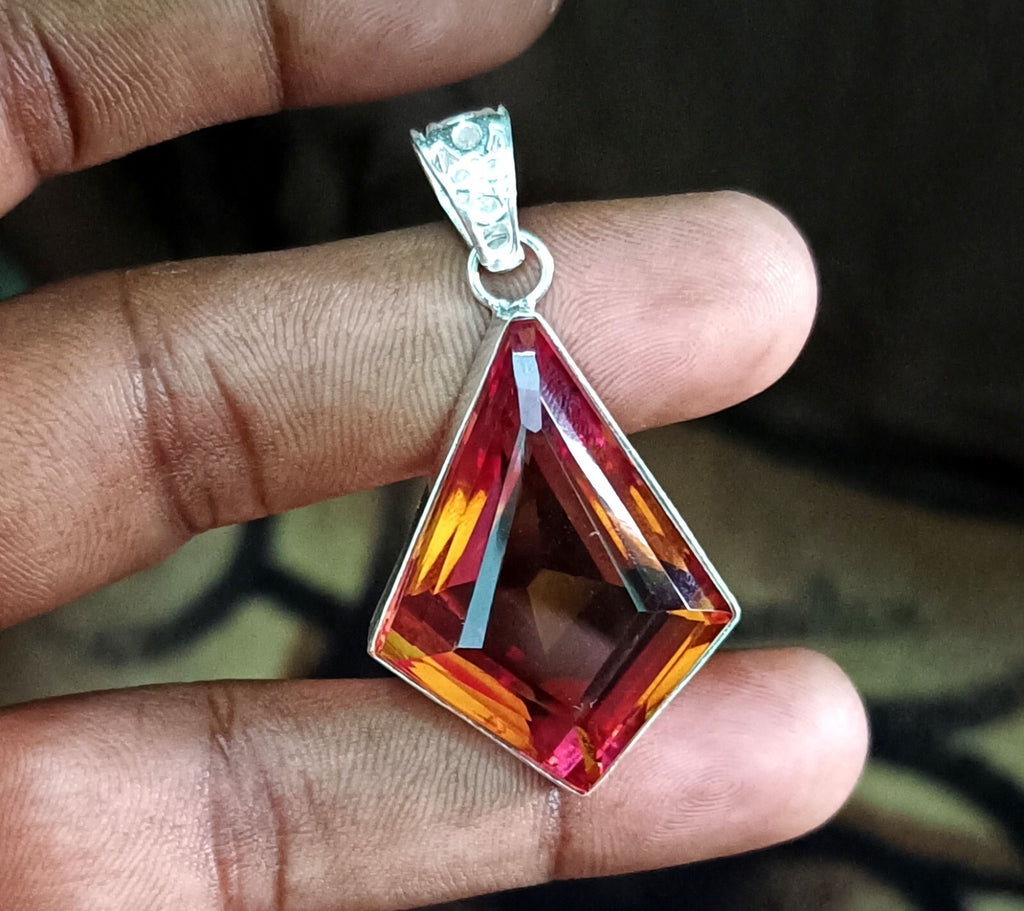 86.95 Ct Natural 7 Color Zultanite Pendant 925 Silver Loose Certified Gemstone