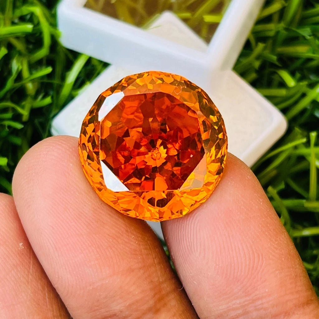 50.75 Ct Round Cut Natural Large Orange Color Zircon Certified Loose Gemstone A+