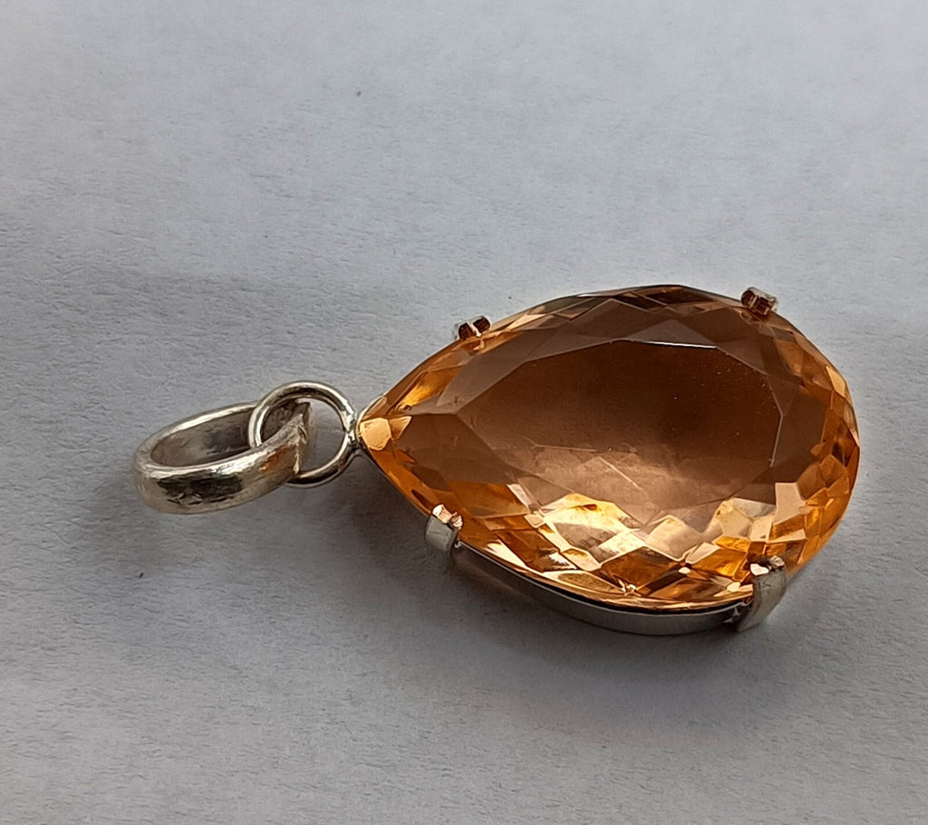 Certified 58.45 Ct Natural Topaz 925 Solid Silver  Pear Cut Pendant Gemstone