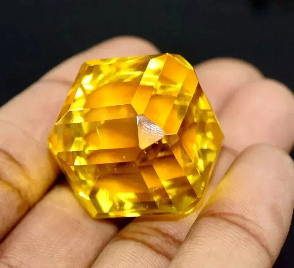 25 Ct+ Natural Flawless Yellow Sapphire EGL Certified Cube Cut Loose Gemstone