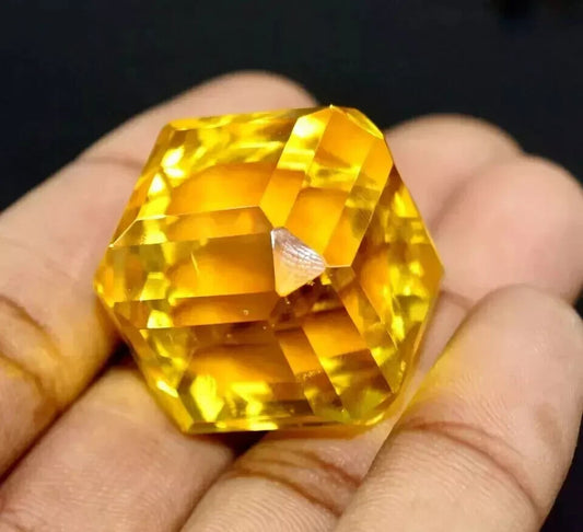 25 Ct+ Natural Flawless Yellow Sapphire EGL Certified Cube Cut Loose Gemstone