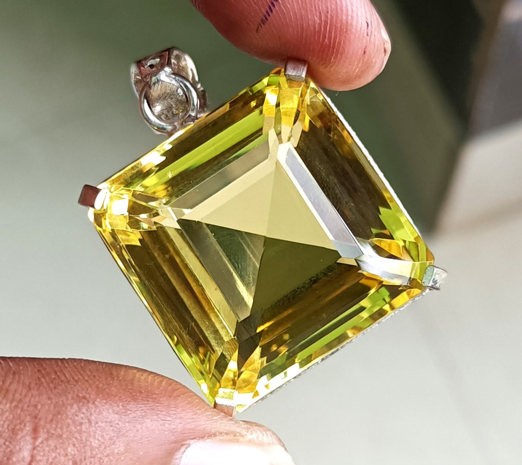 94.95 Ct Certified Flewless Topaz 925 Solid Silver Asscher Pendant LooseGemstone