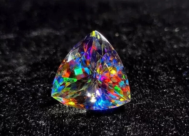 70 Ct+ Natural Mystic Topaz Rainbow Color Trillion Cut Certified Loose Gemstone